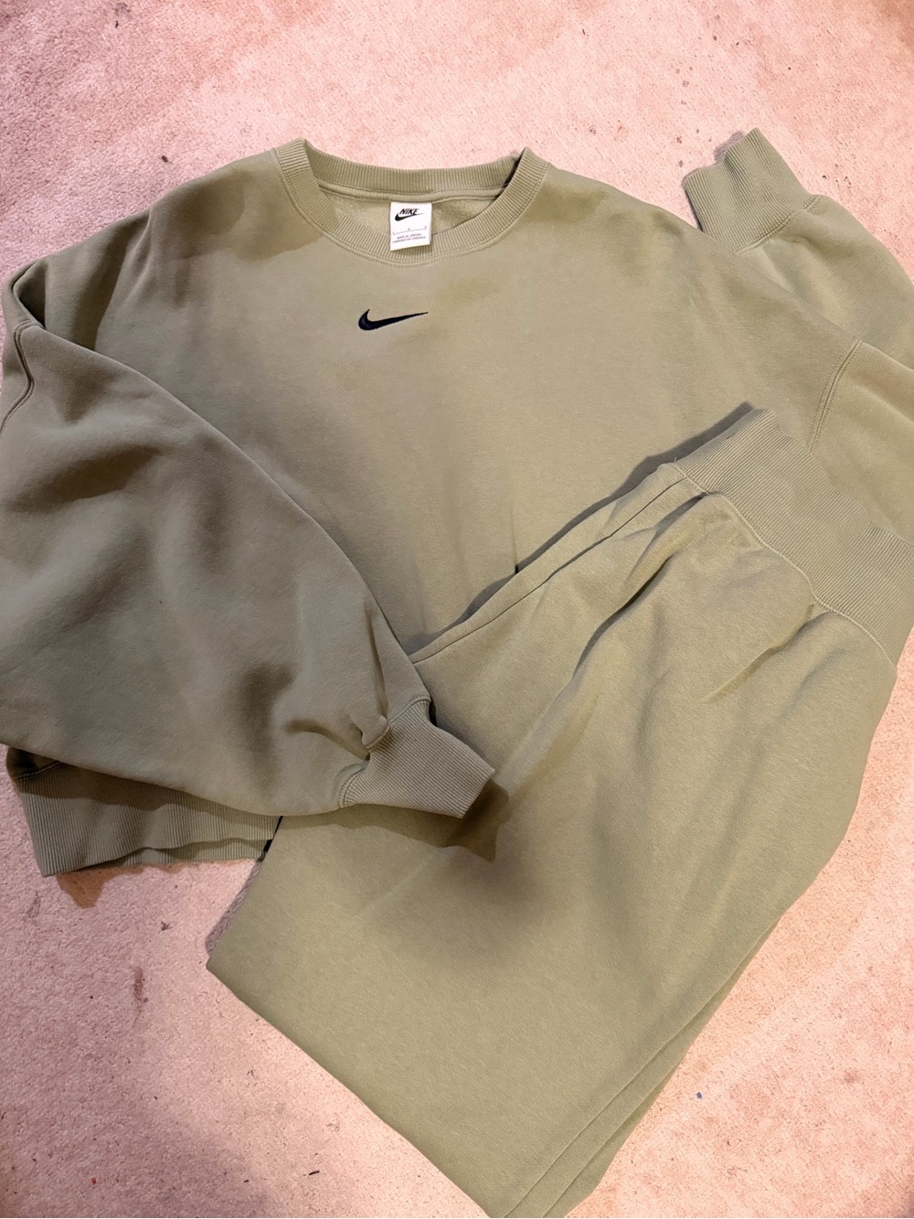 Nike Olive Crewneck Sweatshirt with Black Swoosh